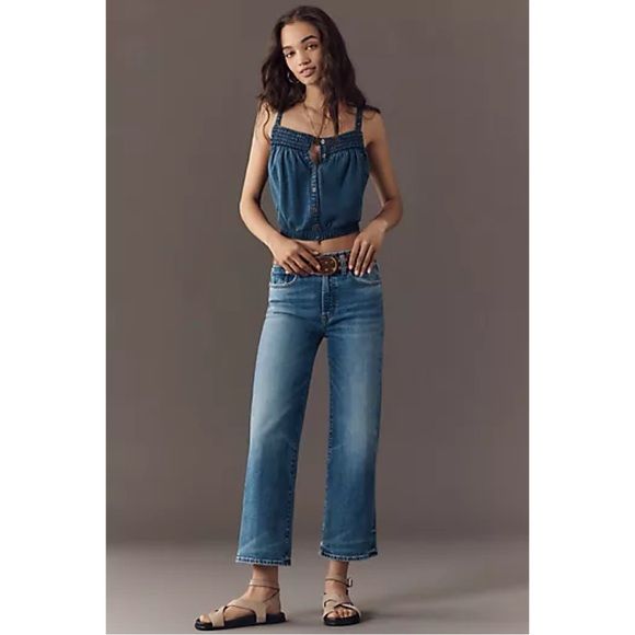 Citizens of Humanity Sacha Jeans High Wide Button Fly Crop Med Denim Blue USA 29 - Picture 5 of 15